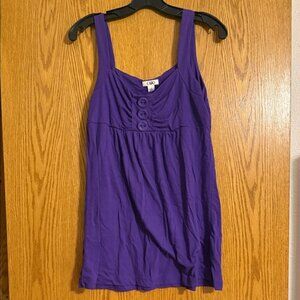 Cato Vibrant Purple Tank Top with Button Accents
